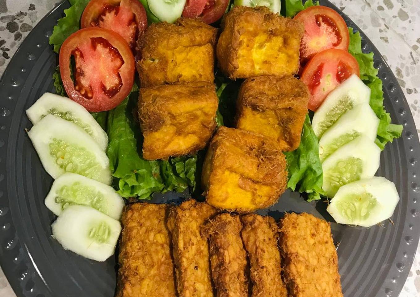Tahu tempe goreng (ungkepan)