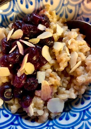 A picture of Baked rice pudding - vegan.