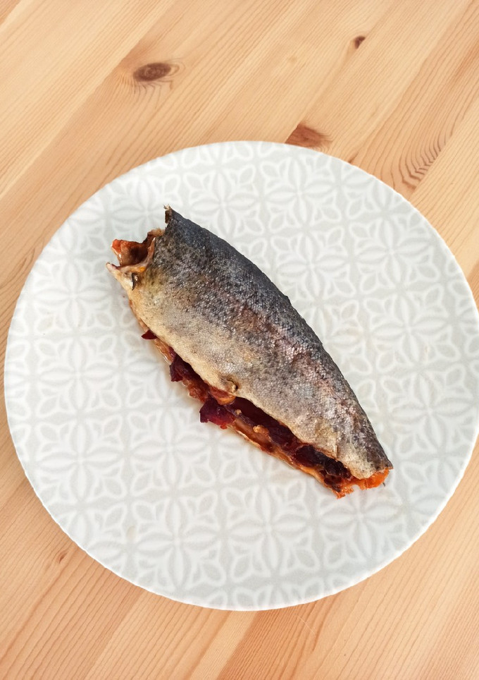 Una foto de Trucha asalmonada rellena de jamón en Airfryer