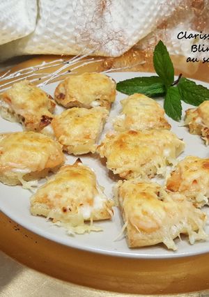 Une photo de Blinis gratinés au saumon fumé