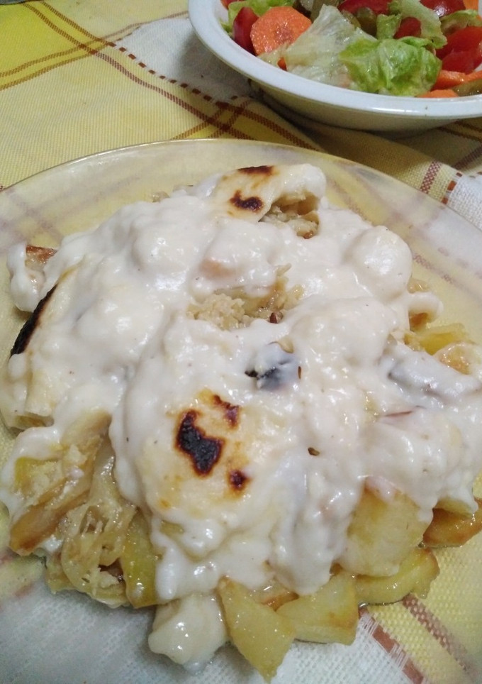 Una foto de Bacalao gratinado con patatas