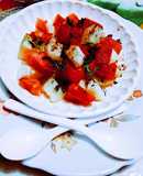 Delicious healthy watermelon and muskmelon chatpattu salad