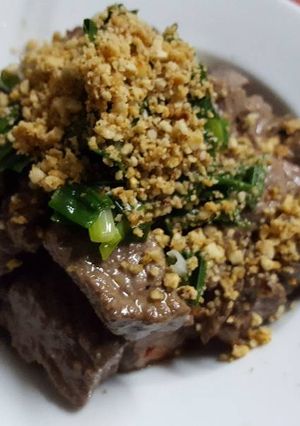 Hình của món Bò nướng mỡ hành.