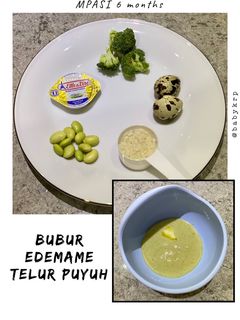 Foto resep Mpasi 6 bulan: bubur edemame telur puyuh