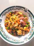 Tumis vegetable telur dan daging asap