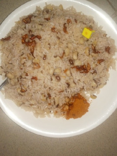A picture of Rice and beans.