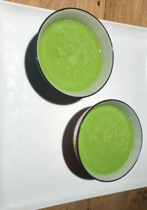 Une photo de Velouté de petits pois au wasabi