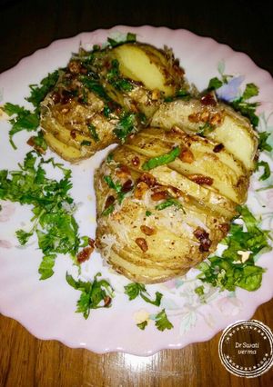 A picture of Mini Hasselback Potatoes with Chive Butter.