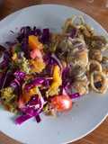 Mix de frutos del mar con ensalada