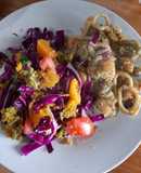 Mix de frutos del mar con ensalada