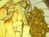 Fried yam with egg sauce