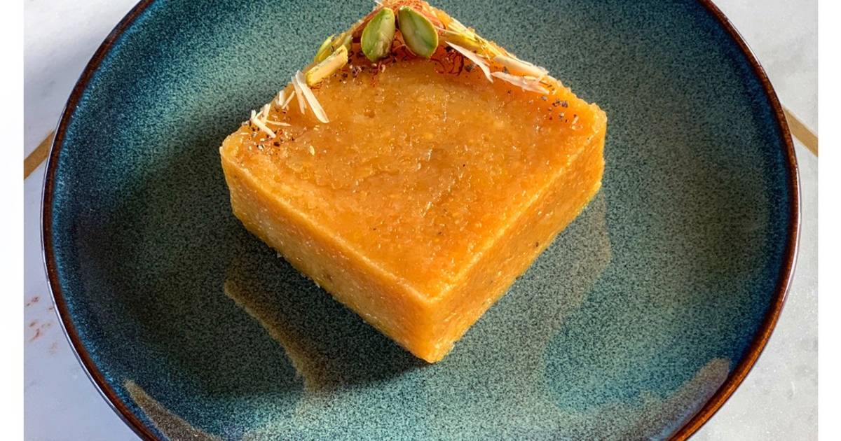 Saffron and Mung dal halwa (Saffron and Petite yellow lentil fondant) Recipe by aroma_by_arti