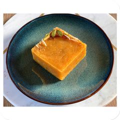 A picture of Saffron and Mung dal halwa(Saffron and Petite yellow lentil fondant).