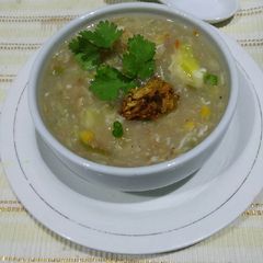 A picture of Chicken corn soup.