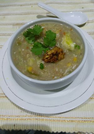 A picture of Chicken corn soup.