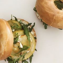 Apple & Goat Cheese Bagels A picture of Apple & Goat Cheese Bagels.