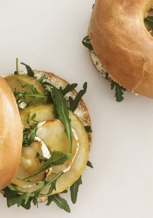 A picture of Apple & Goat Cheese Bagels.
