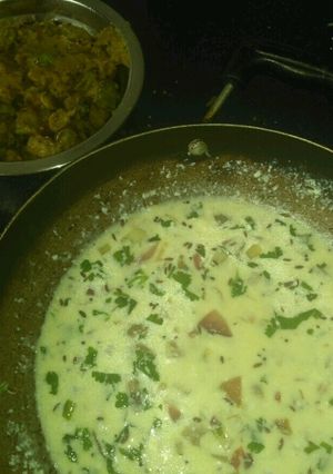 A picture of Majjiga Pulusu (Butter milk Stew).