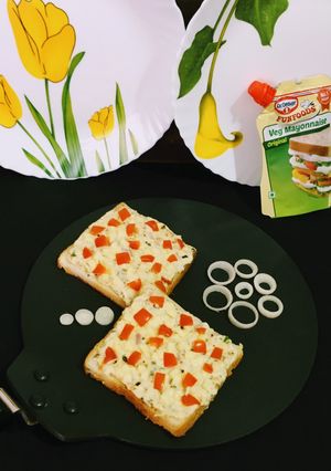 A picture of Veg Mayonnaise Open Sandwich.