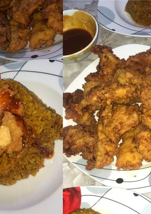 صورة لوصفة كنتاكي وأرز ريزو في البيت ❤️❤️