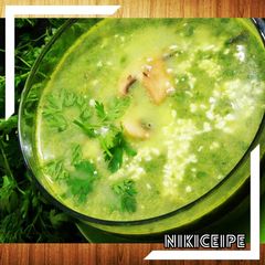 A picture of Mushroom spinach soup.