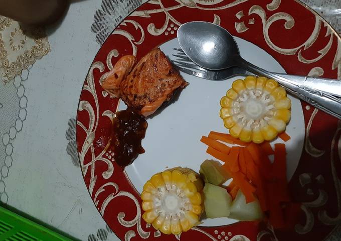 Cara Gampang Membuat Steak Ikan Salmon saos bbq (panggang di wajan teflon) Anti Gagal