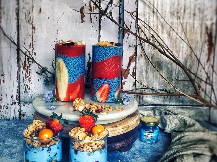 Easy Steps to Make Spirulina granola parfait/ Spirulina chia pudding the So Delicious So Delicious