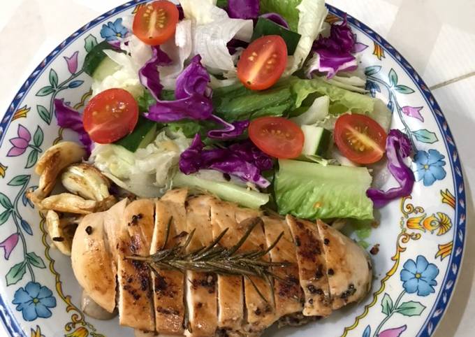 Pan Seared Chicken butter rosemary with garlic (Menu Diet)