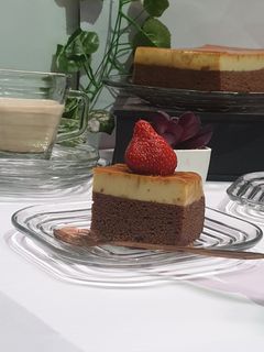 Foto resep Chocolate cotton cake with custard pudding