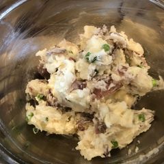 A picture of Green garlic potato salad.