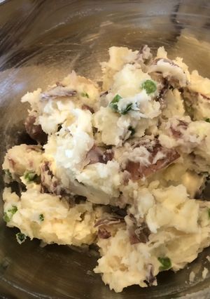 A picture of Green garlic potato salad.