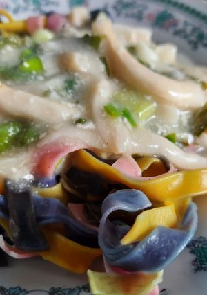 Foto resep Fettuccine Biru Bunga Telang Dressing Carbonara Tepung Garut