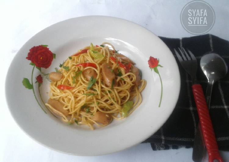 Resep Terbaru Aglio Olio Sausage Noodle Mantul Banget