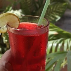 A picture of Roohafza with lemon.
