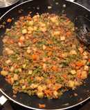 Picado de verduras con carne de res molida