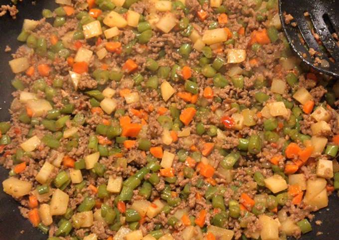 Picado de verduras con carne de res molida Receta de Hilda Guadalupe  García- Cookpad