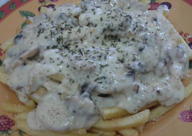 Resep French Fries with Moza Creamy Mushroom ala Alia yang Lezat