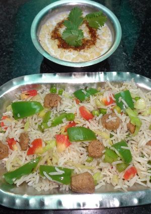 A picture of Healthy vegetable soybean pulao.