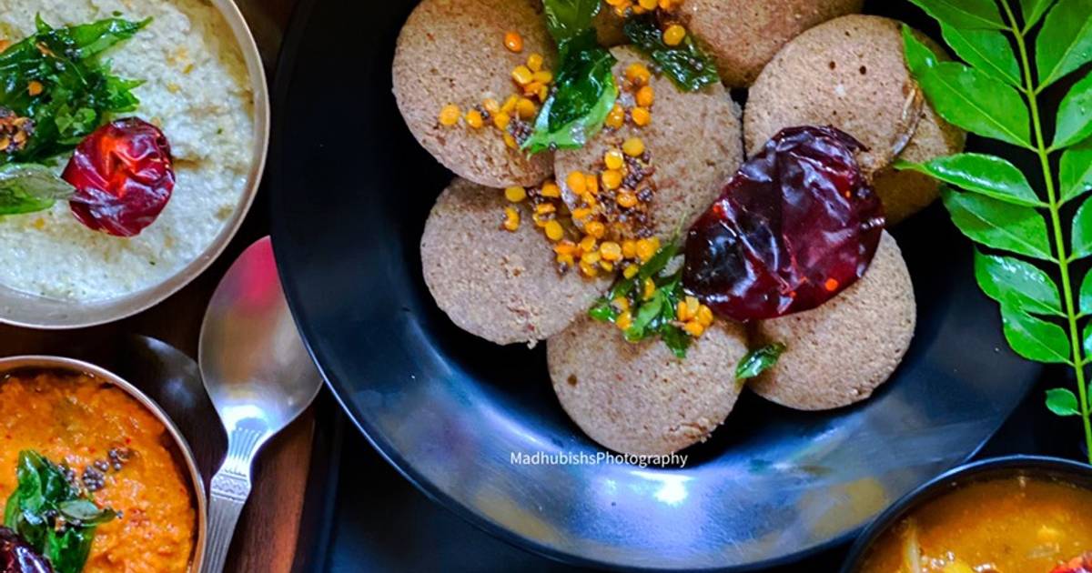 Multigrain Idli, Garlic Chutney, Coconut Chutney, Sambhar Recipe by