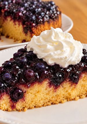 A picture of Blueberry Upside Down Cake.