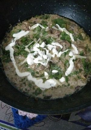 A picture of White beef karahi.