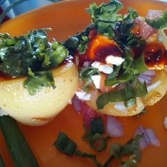 Stuffed potato chaat A picture of Stuffed potato chaat.