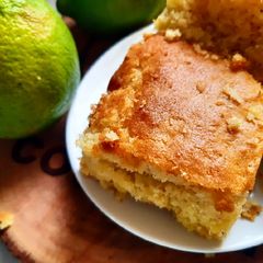 A picture of Lemony sponge squares.