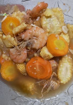 Foto resep Udang Campur Saus Tiram