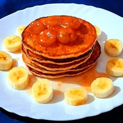 A picture of Banana Oats Pancake with Caramelized Banana.