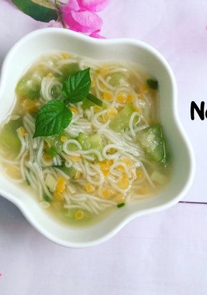 A picture of Noodles with Loofah and Red Lentils.