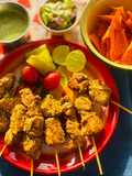 ไก่ Tikka Skewers🍗/มิ้นต์ Sauce🍵/อาจาด🥒/Nacho Party Set🎉🍋(Chicken Tikka with mint Sauce🌶️🧄)