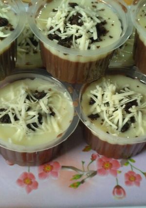 Foto resep PUDING COKLAT vla vanila toping KEJU OREO