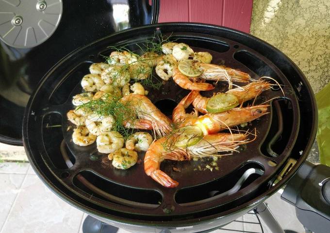 Gambas et crevettes marinées