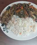 Arroz con salteado de verduras y caracol 🐌